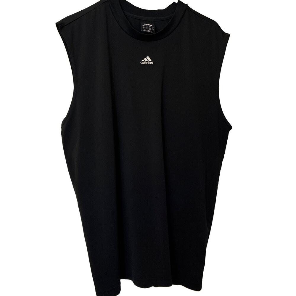 Vintage adidas Mens Sleeveless Muscle Shirt L Black 2003 Embroidered Logo 173262